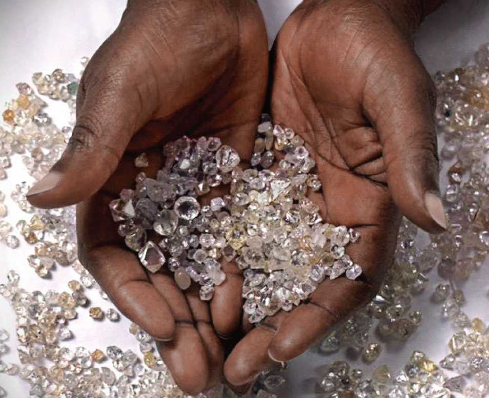 Ethical Fairtrade diamond inspection under microscope